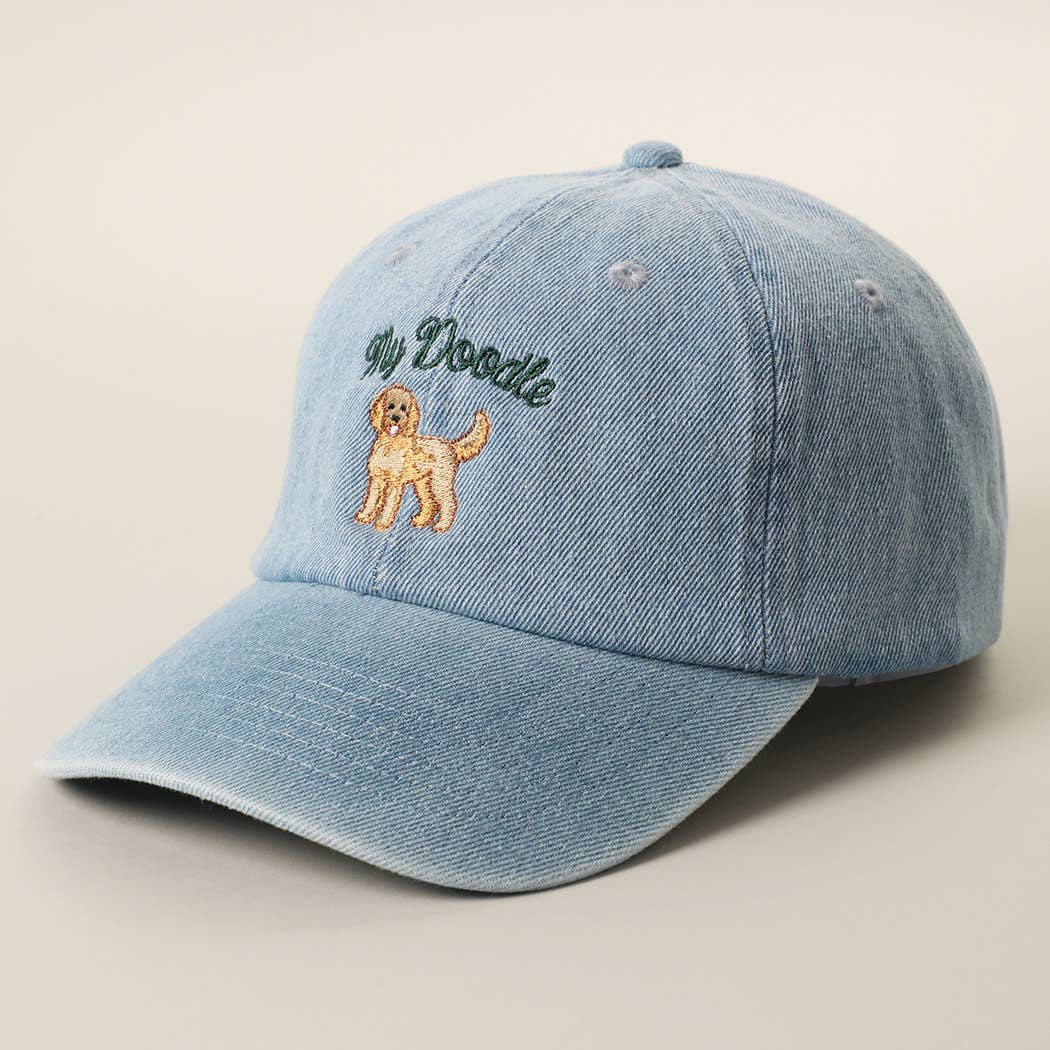 My Doodle Embroidered Denim Baseball Cap
