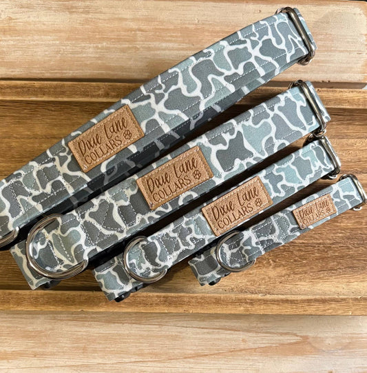 Camo Marsh Dog Collar, Gray Duck Camo, Camouflage