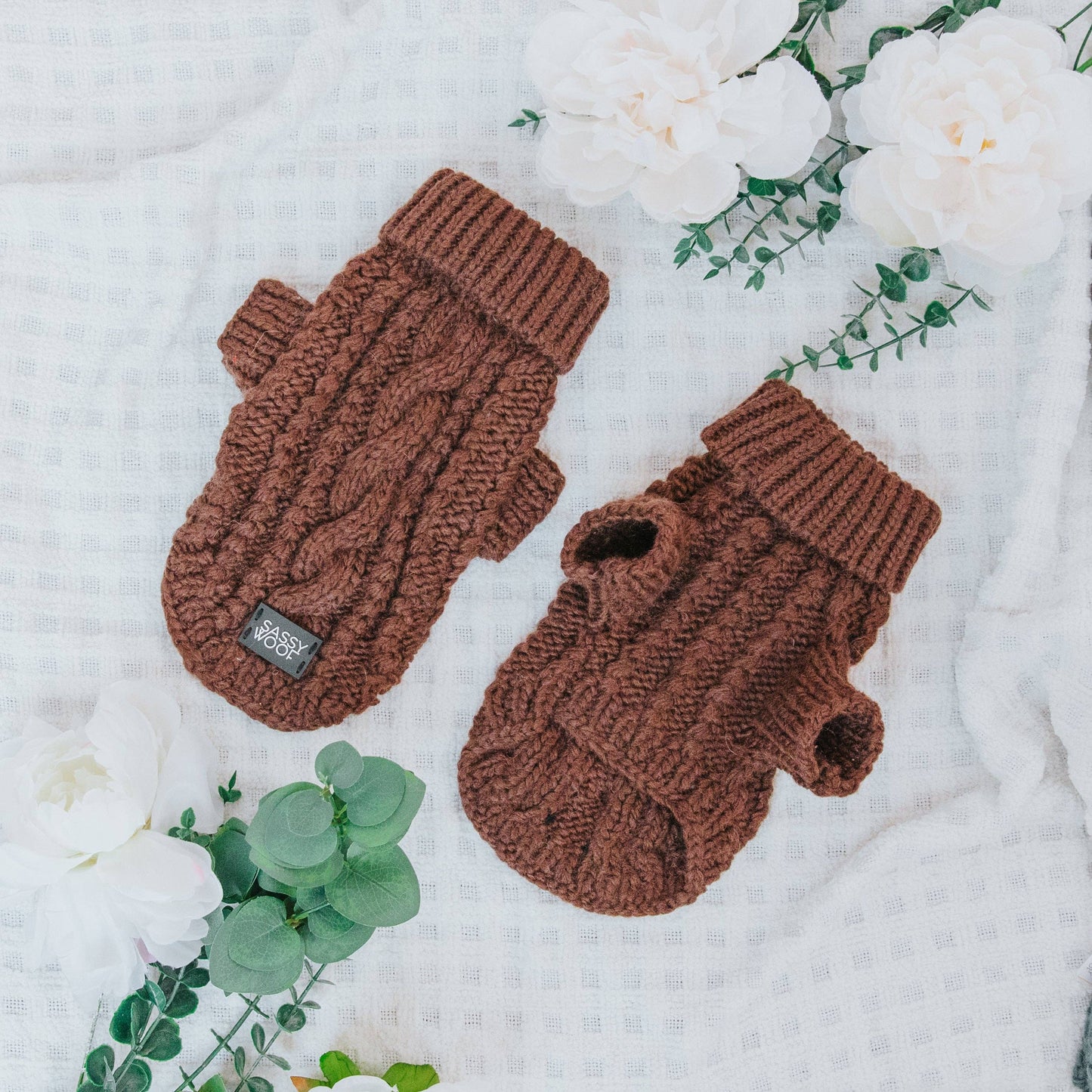 Pet Cable Knit Sweater - Brown