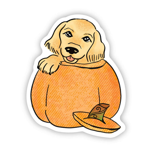 Golden Retriever Puppy Pumpkin Sticker