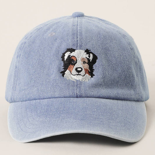 Australian Shepherd Embroidered Denim Baseball Cap