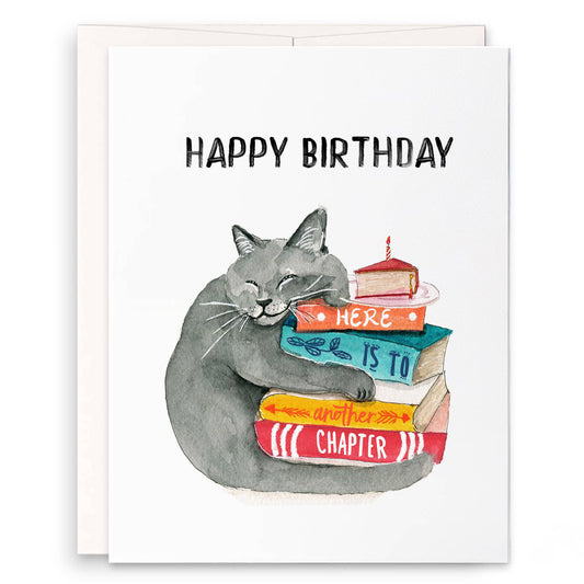 Book Lover Cat - Funny Birthday Card