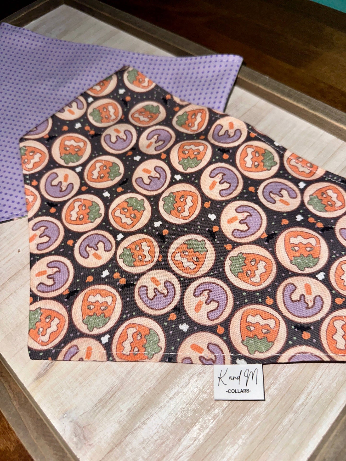Dark Halloween Cookies Reversible Dog Bandana