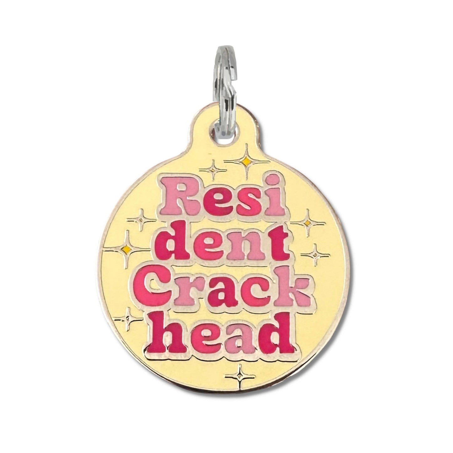 Dog Tag Collar Charm - Resident Crackhead - QR Code