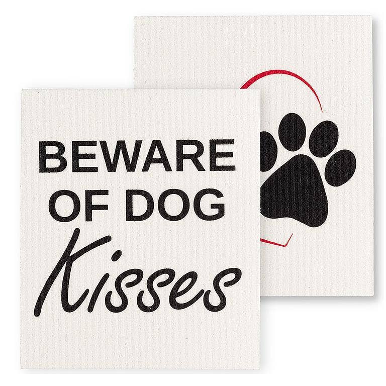 Set of Two Dog Kisses Dishcloths-6.5x8"L