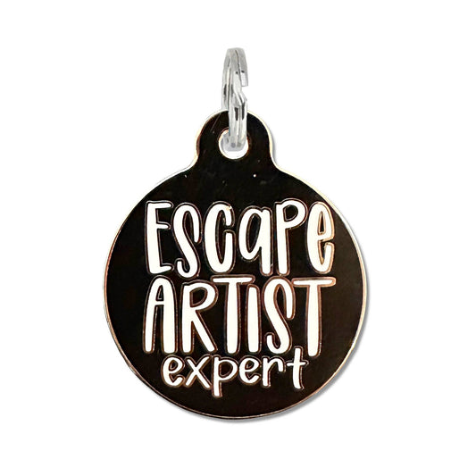 Dog Tag Collar Charm - Escape Artist Expert - QR Code
