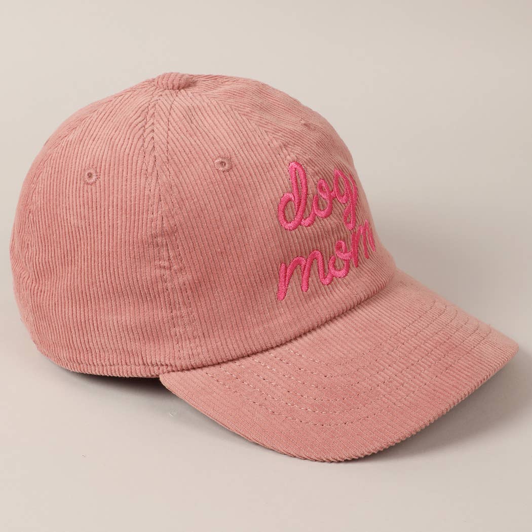 Pink Dog Mom Corduroy Baseball Cap