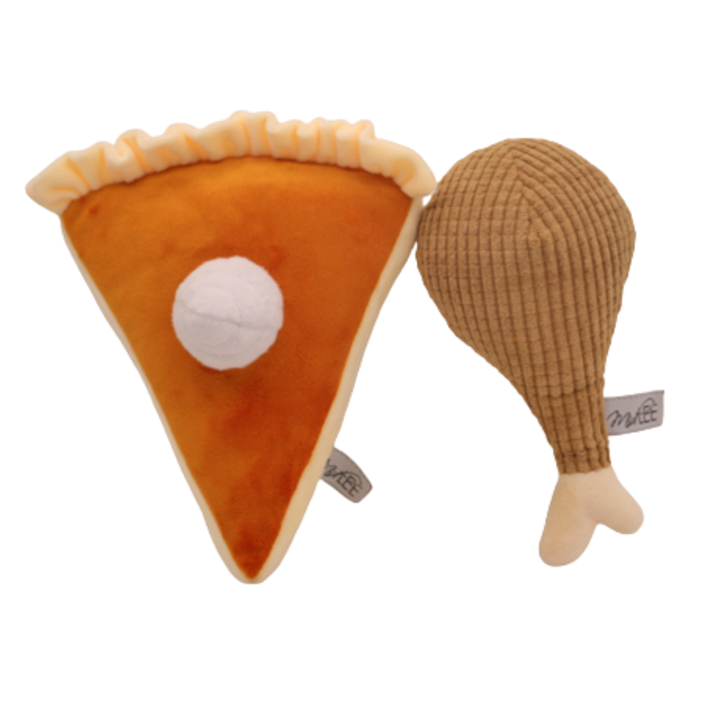 Midlee Thanksgiving Pumpkin Pie and Turkey Leg Plush Dog Toy