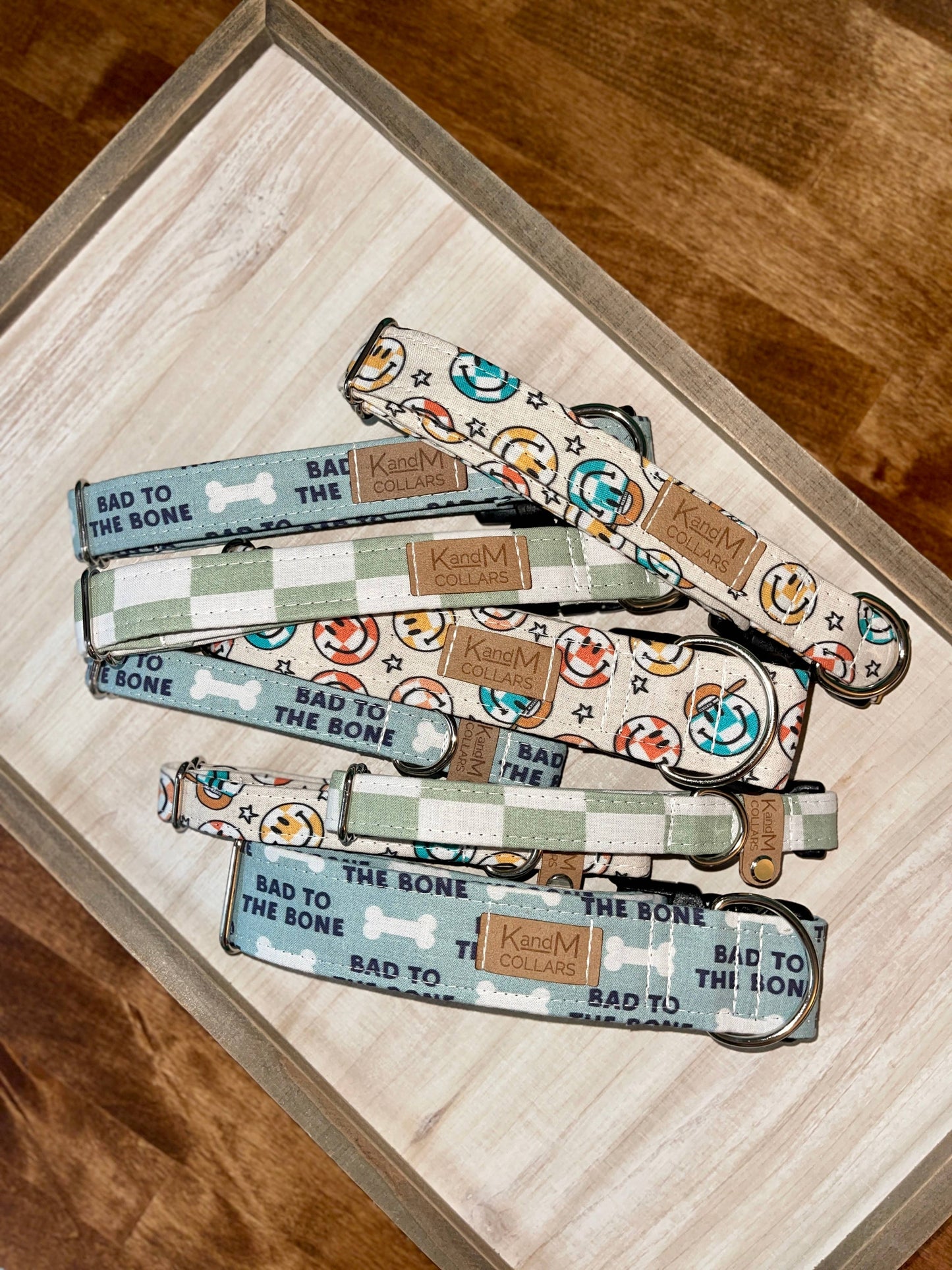 Retro Smiley Faces Dog Collar