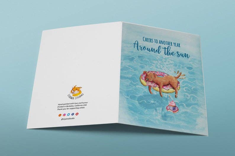 Summer Pool Dog - Funny Birthday Card