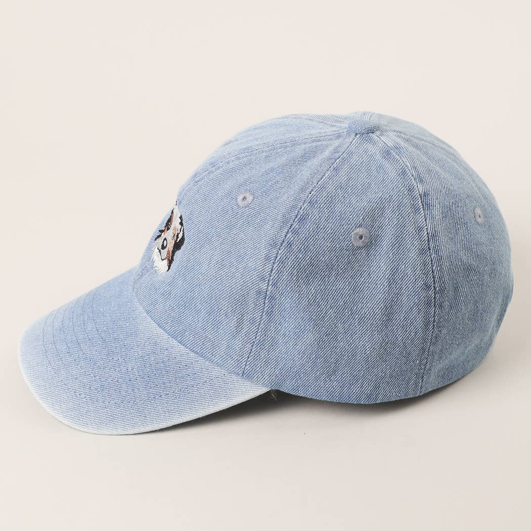 Australian Shepherd Embroidered Denim Baseball Cap