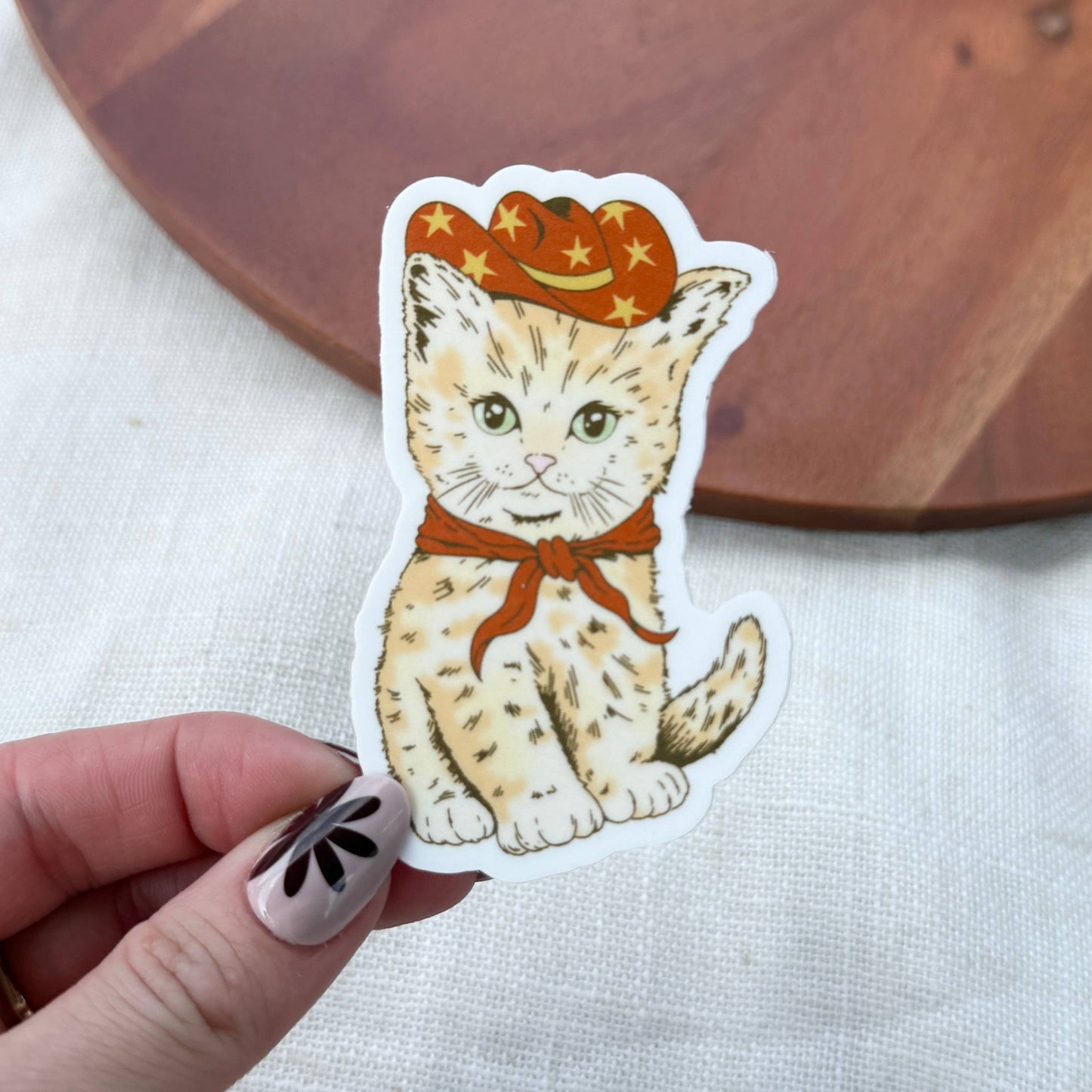 Brown Cowboy Hat Cat Sticker