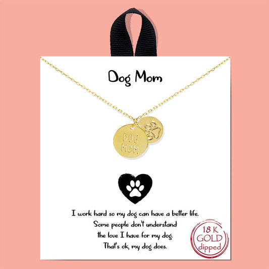 Gold-Dipped Dog Mom Charm Necklace