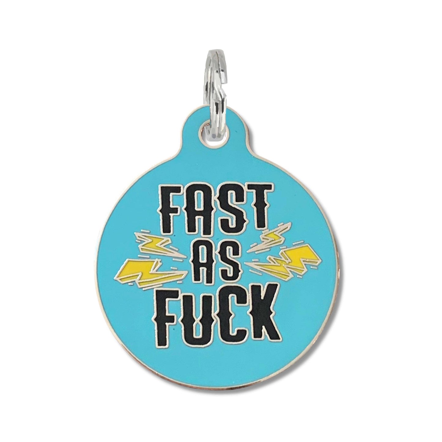 Dog Tag Collar Charm - Fast As F*** - QR Code