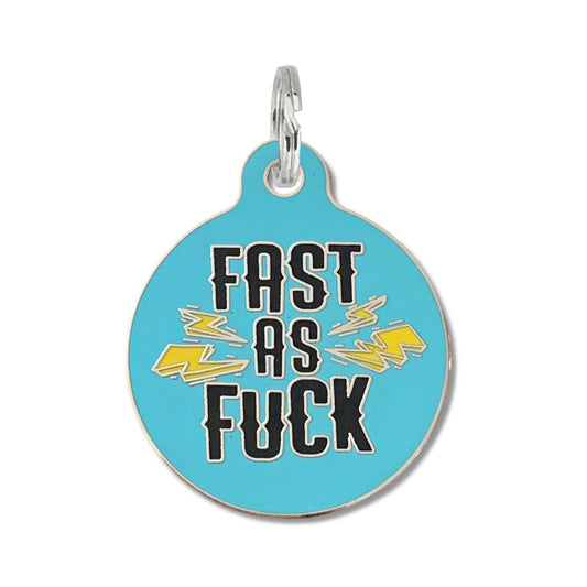 Dog Tag Collar Charm - Fast As F*** - QR Code