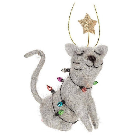 Sitting Cat with Lights Ornament-4.5"H