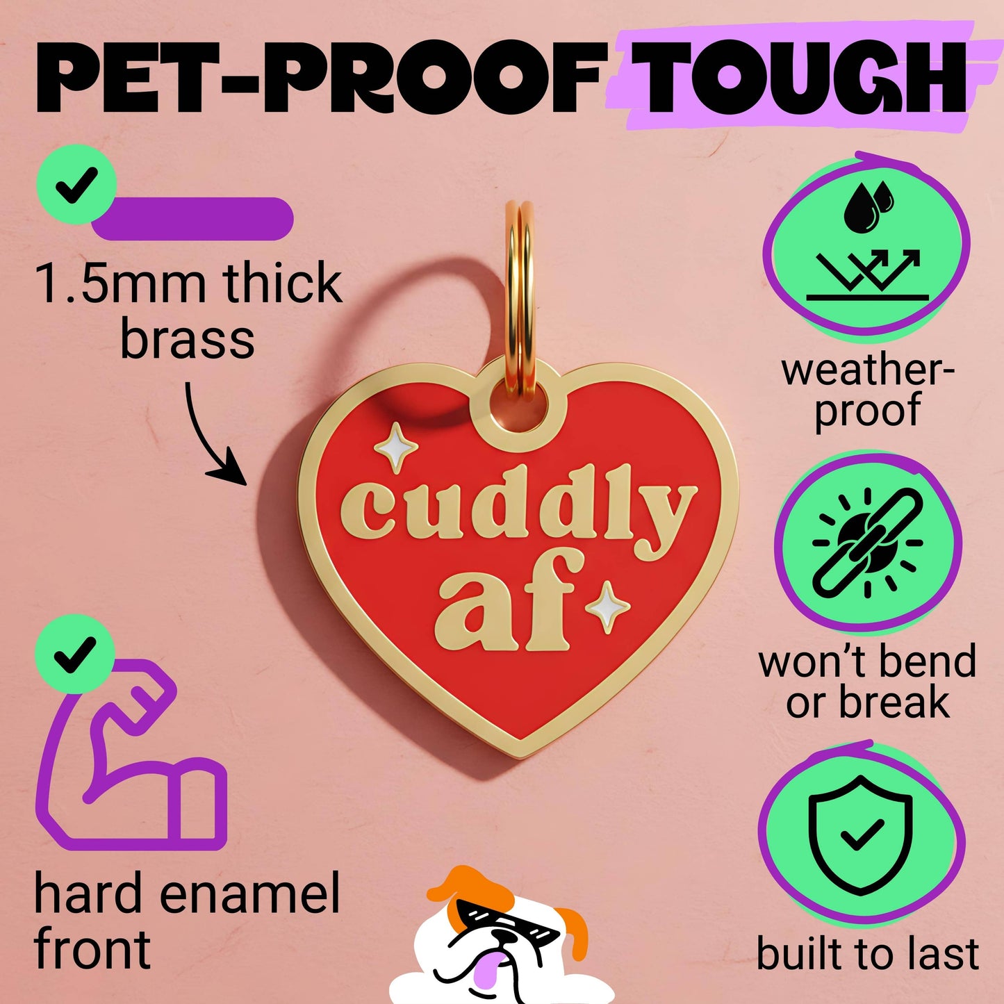 Gold Enamel Dog Tag w/ Scannable ID - Cuddly AF Charm