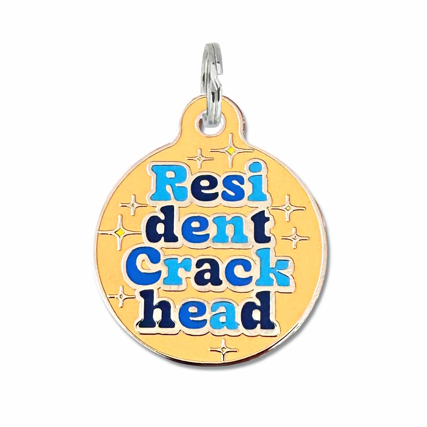 Dog Tag Collar Charm - Resident Crackhead - QR Code