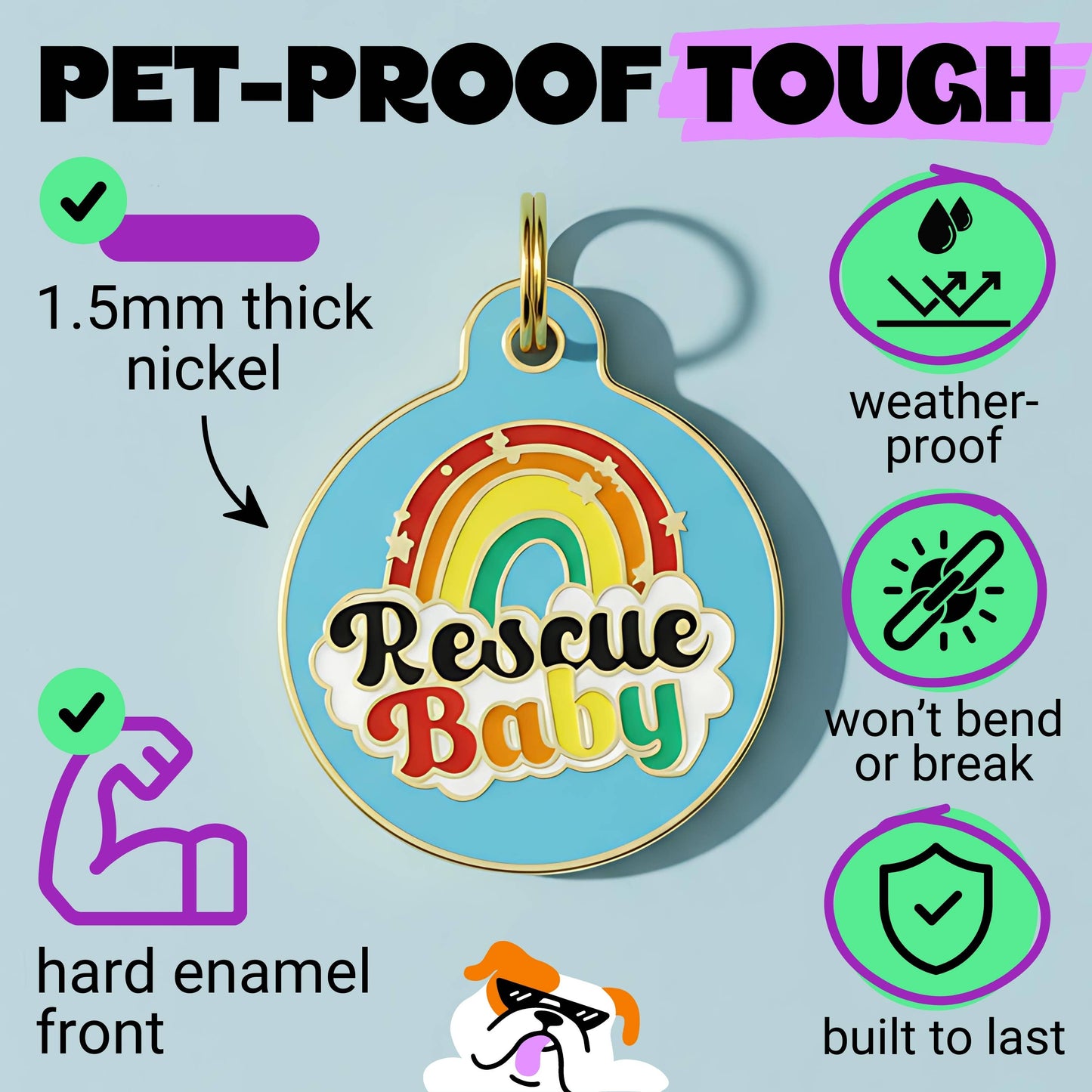 Pet ID Tag - Rescue Baby *Blue - QR CODE