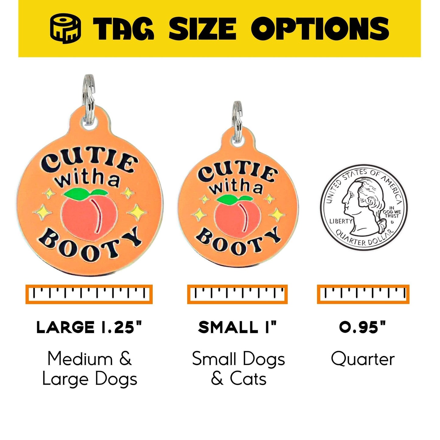 Enamel Dog Tag with Scannable Pet ID - Cutie with a Booty