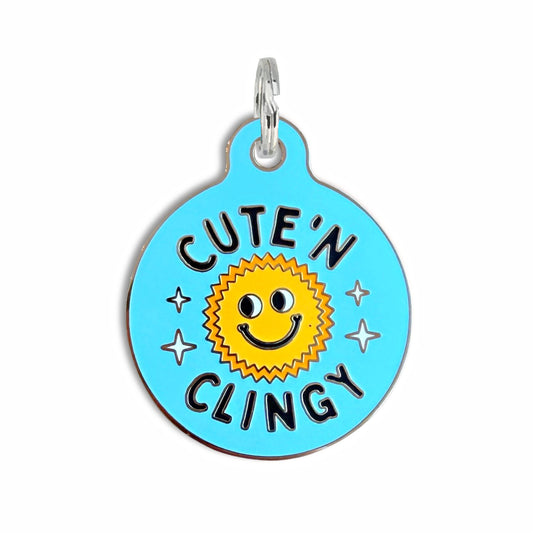 Dog ID Tag w/QR Code - Cute N Clingy Blue