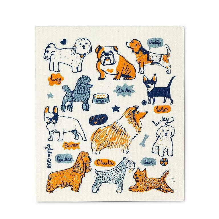 Set of Two Dogs & Names Dishcloths-6.5x8"L